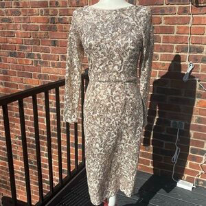 Cream Long Sleeve Dress for Special Occasions